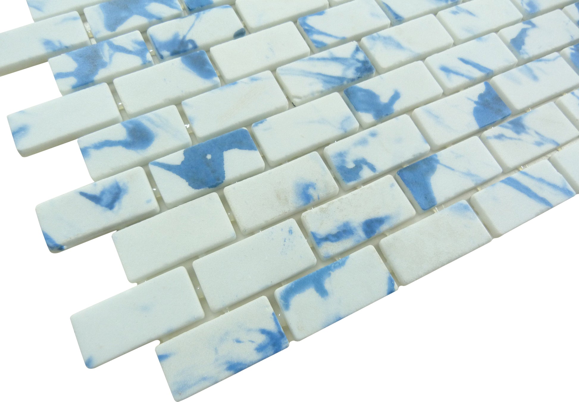 Subway Vogue Lima Blue 1x2 Matte Glass Tile Fusion