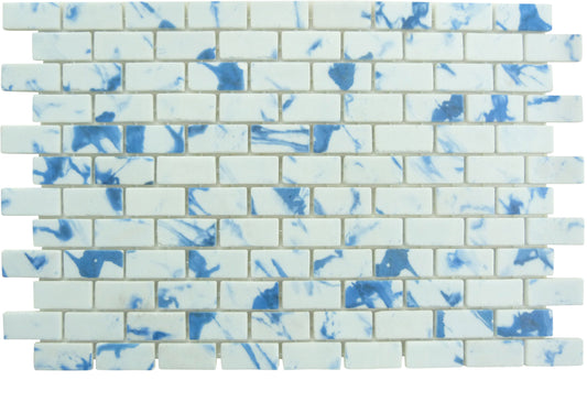 Subway Vogue Lima Blue 1x2 Matte Glass Tile Fusion