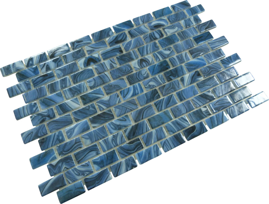 Subway Vogue Mexico Blue 1x2 Glossy Glass Tile Fusion