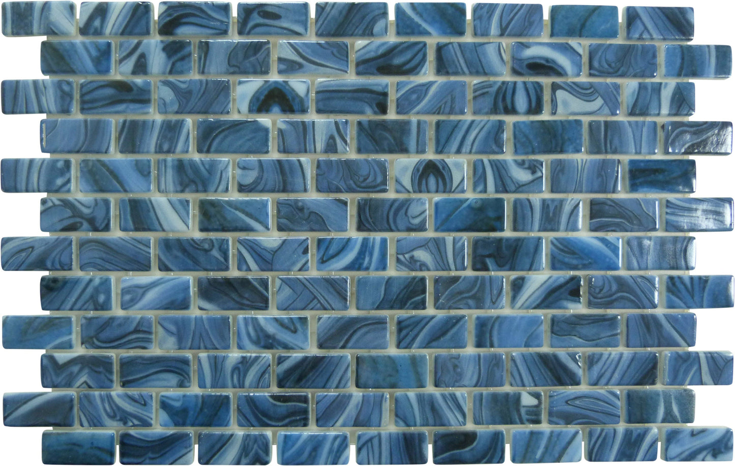 Subway Vogue Mexico Blue 1x2 Glossy Glass Tile Fusion