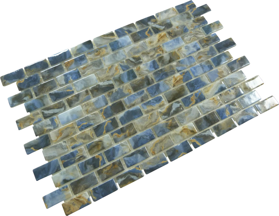 Subway Vogue Monte Carlo Blue 1x2 Glossy Glass Tile Fusion