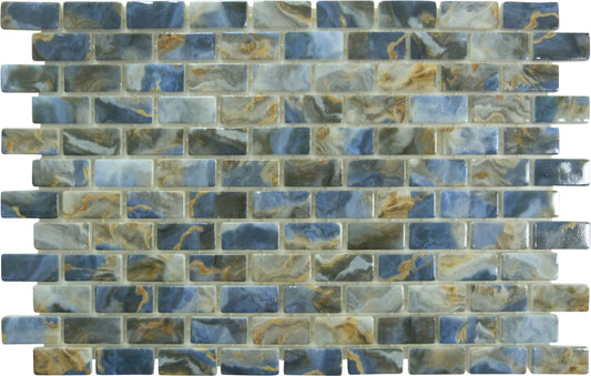 Subway Vogue Monte Carlo Blue 1x2 Glossy Glass Tile Fusion