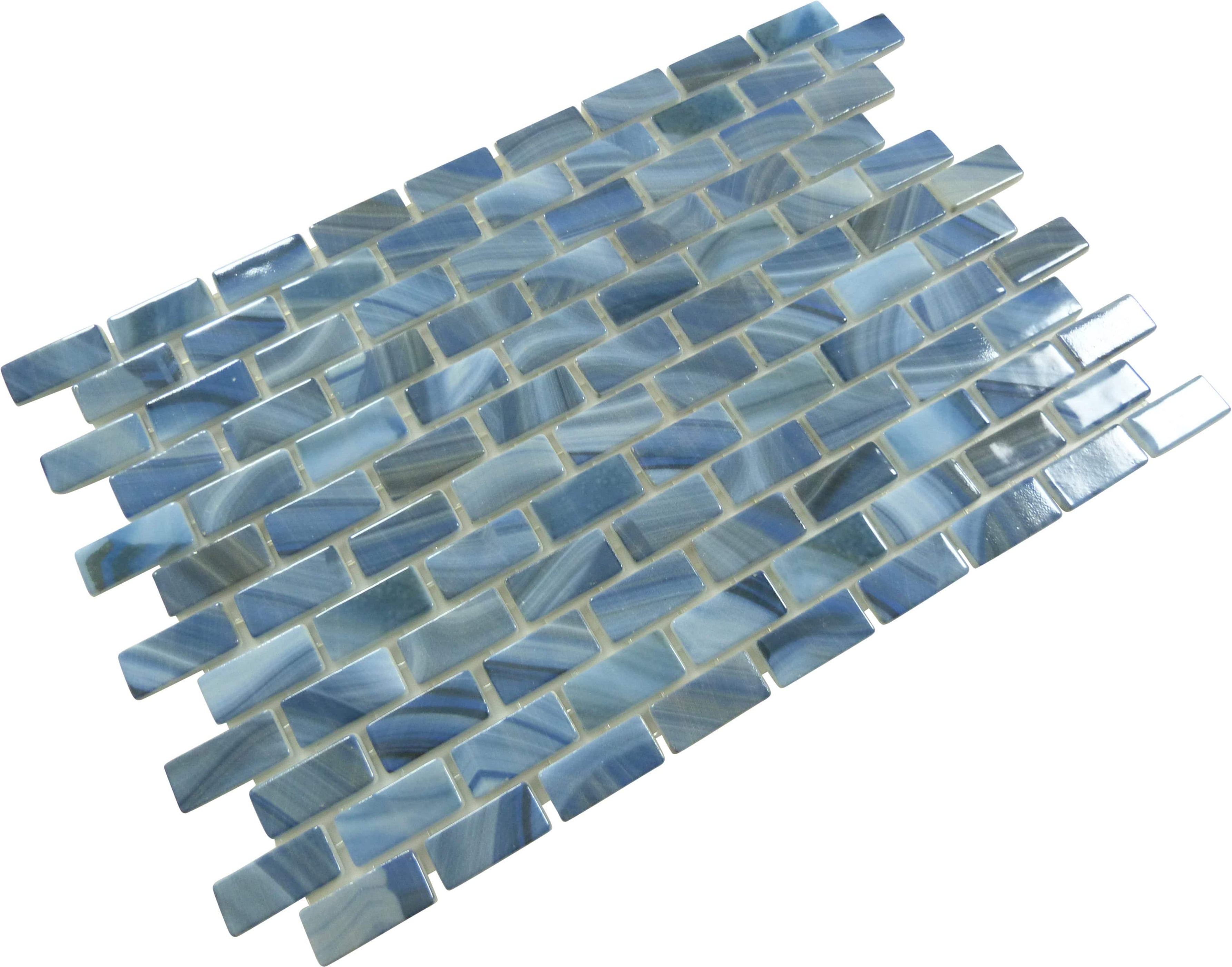 Subway Vogue Rio Blue 1x2 Glossy Glass Tile Oasis Tile 0780