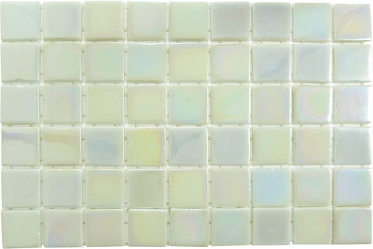 Twisted White 2" x 2" Glossy & Iridescent Glass Pool Tile Fusion