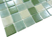 Winchester Sage Green 2" x 2" Glossy & Iridescent Glass Pool Tile Fusion
