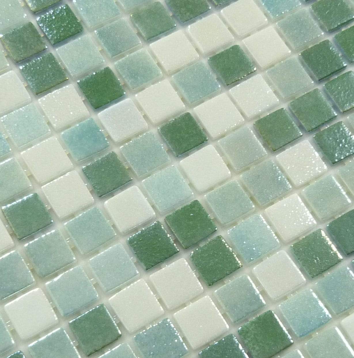 Winchester Sage Green Anti Slip Glossy & Iridescent Glass Pool Tile Fusion