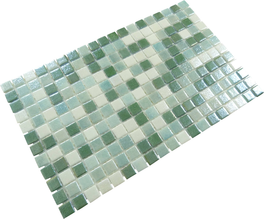 Winchester Sage Green Anti Slip Glossy & Iridescent Glass Pool Tile Fusion