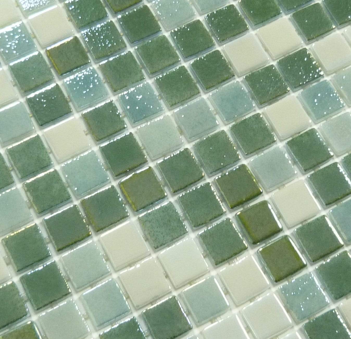 Winchester Sage Green Glossy & Iridescent Glass Pool Tile Fusion