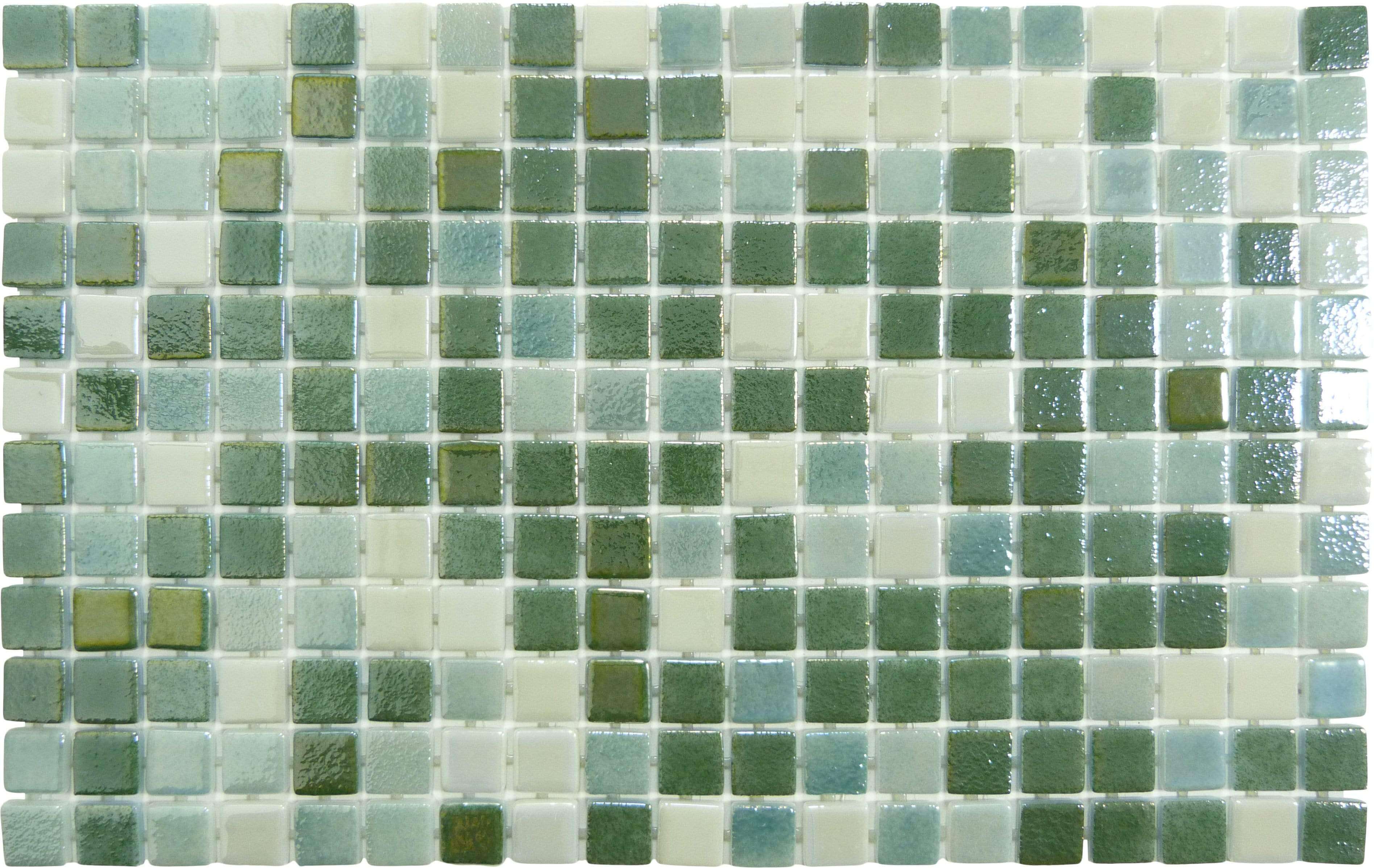 Winchester Sage Green Glossy & Iridescent Glass Pool Tile Fusion