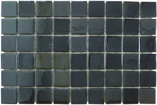 Zombie Black 2" x 2" Glossy & Iridescent Glass Pool Tile Fusion