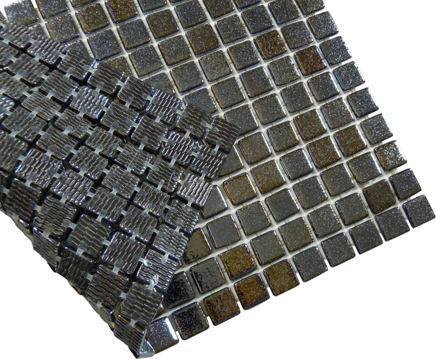 Zombie Black Anti Slip Glossy & Iridescent Glass Pool Tile Fusion