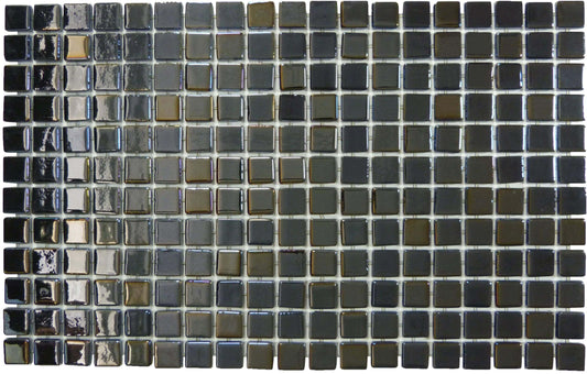 Zombie Black Glossy & Iridescent Glass Pool Tile Fusion