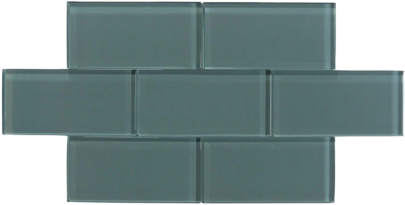 Steel Grey 3'' x 6'' Glossy Glass Subway Tile Horizon Tile