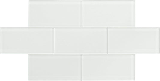 Ice Block White 3'' x 6'' Glossy Glass Subway Tile Horizon Tile