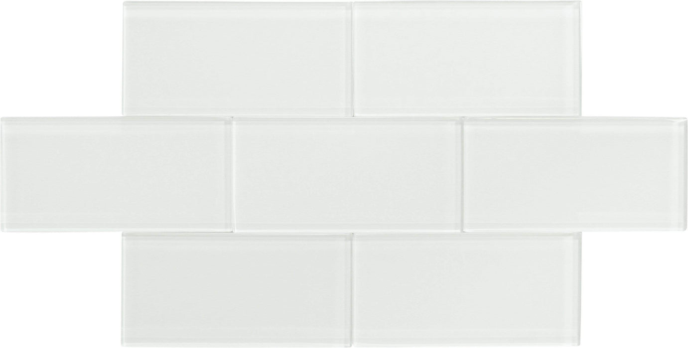 Ice Block White 3'' x 6'' Glossy Glass Subway Tile Horizon Tile
