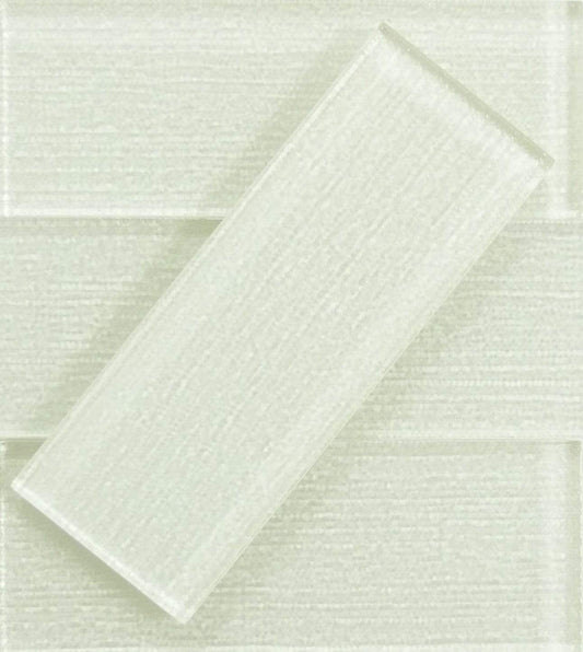 Linen Ice White 3'' x 8'' Glossy Glass Subway Tile Horizon Tile