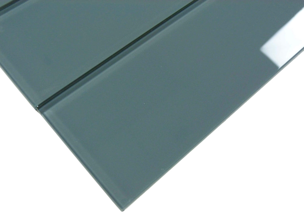 Steel Grey 4'' x 12'' Glossy Glass Subway Tile Horizon Tile