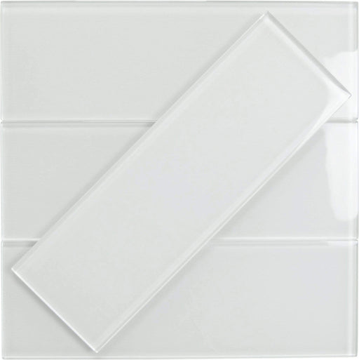 Ice Block White 4'' x 12'' Glossy Glass Subway Tile Horizon Tile