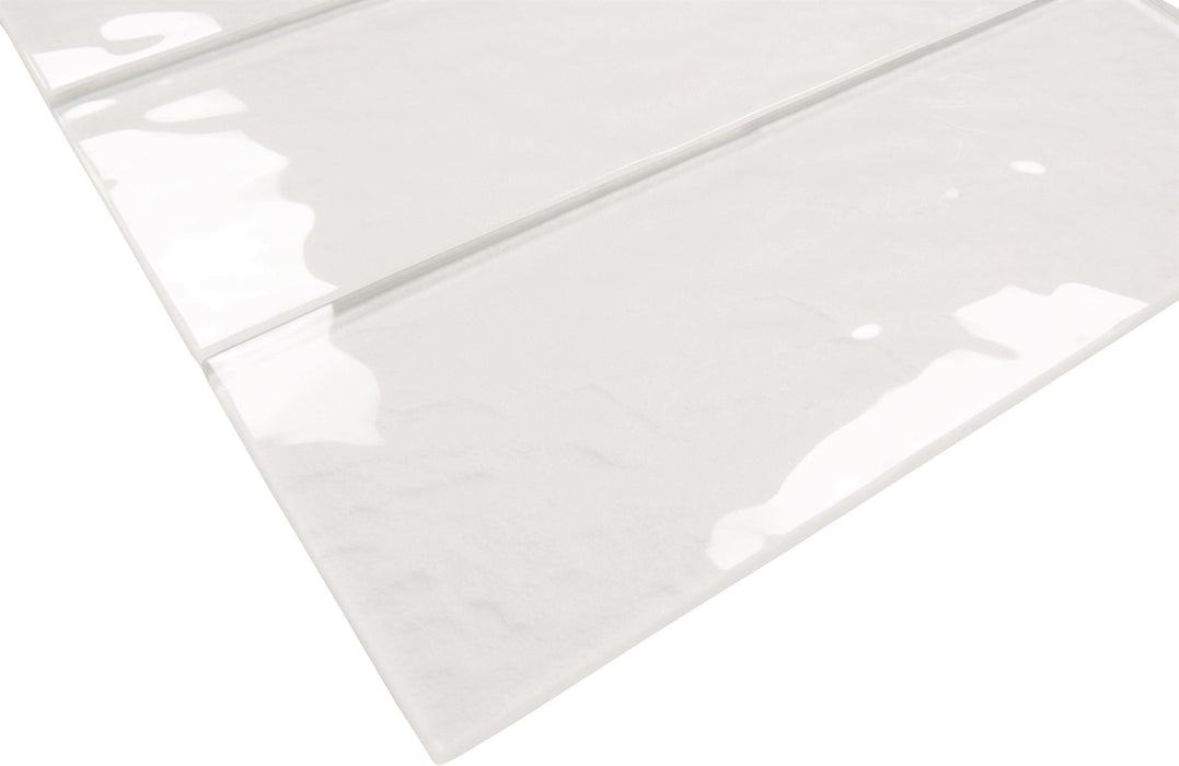 Shimmer Frost White 4x12 Glossy Glass Subway Tile Horizon Tile
