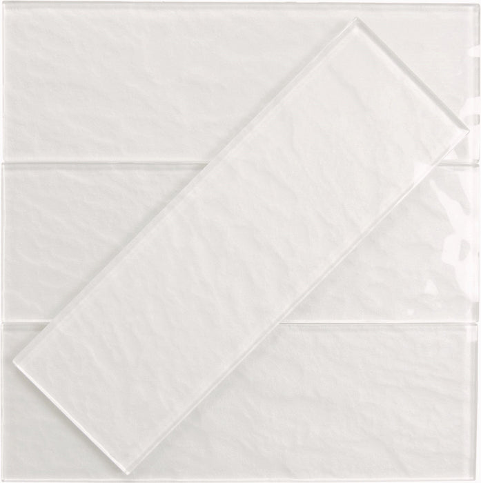 Shimmer Frost White 4x12 Glossy Glass Subway Tile Horizon Tile