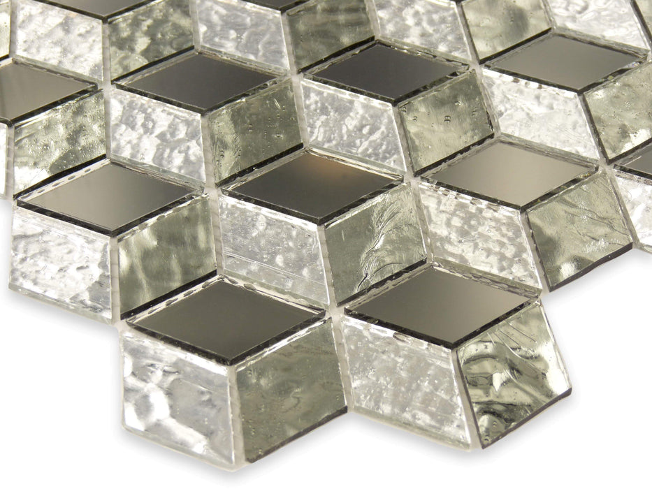 Silver Cube Mirror Glass Tile Horizon Tile