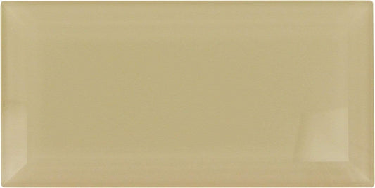 Bevel Nude Block Beige 4'' x 8'' Glossy Glass Subway Tile Horizon Tile