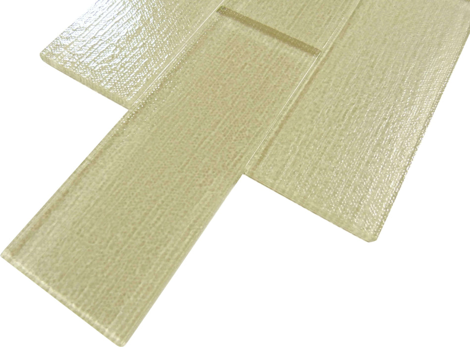 Linen Beige 3'' x 8'' Glossy Glass Subway Tile Horizon Tile