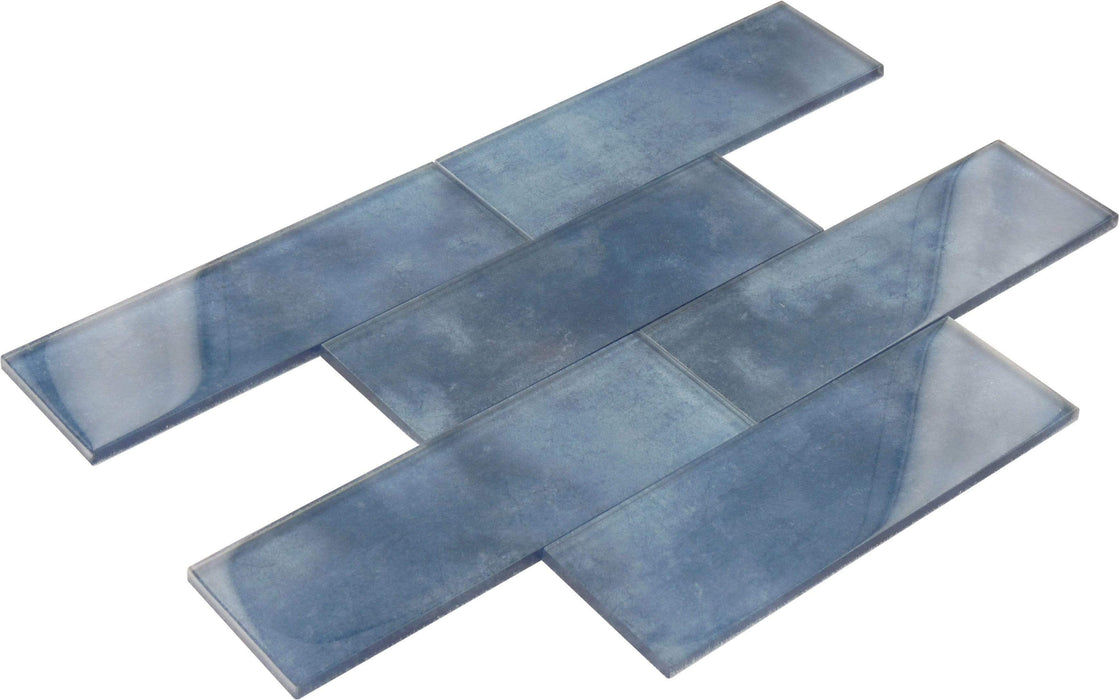 Denim Blue 3" x 9" Glossy Glass Subway Tile Horizon Tile