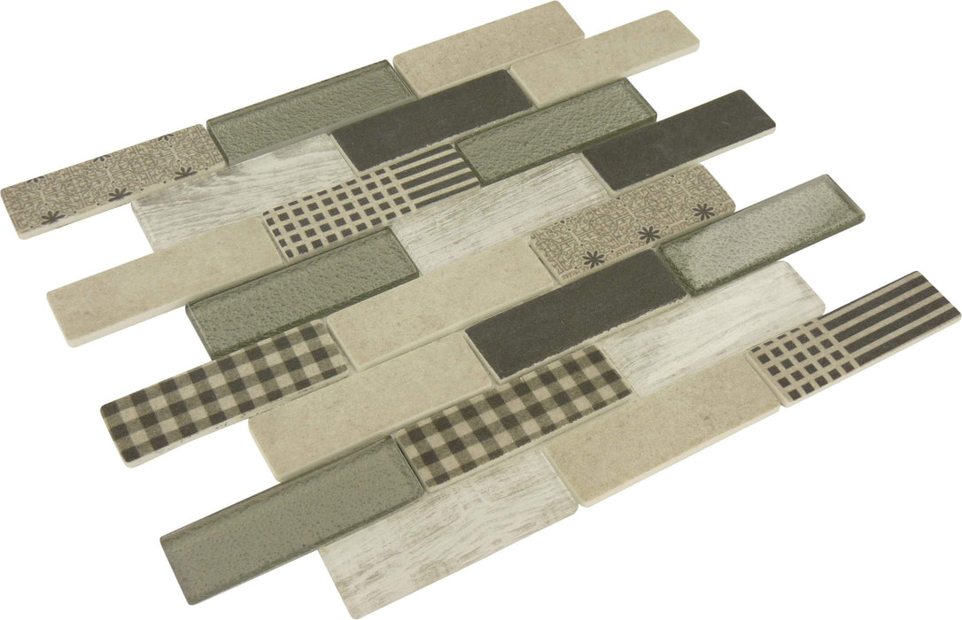 French Gingham Uniform Brick Glossy and Matte Glass Tile Horizon Tile