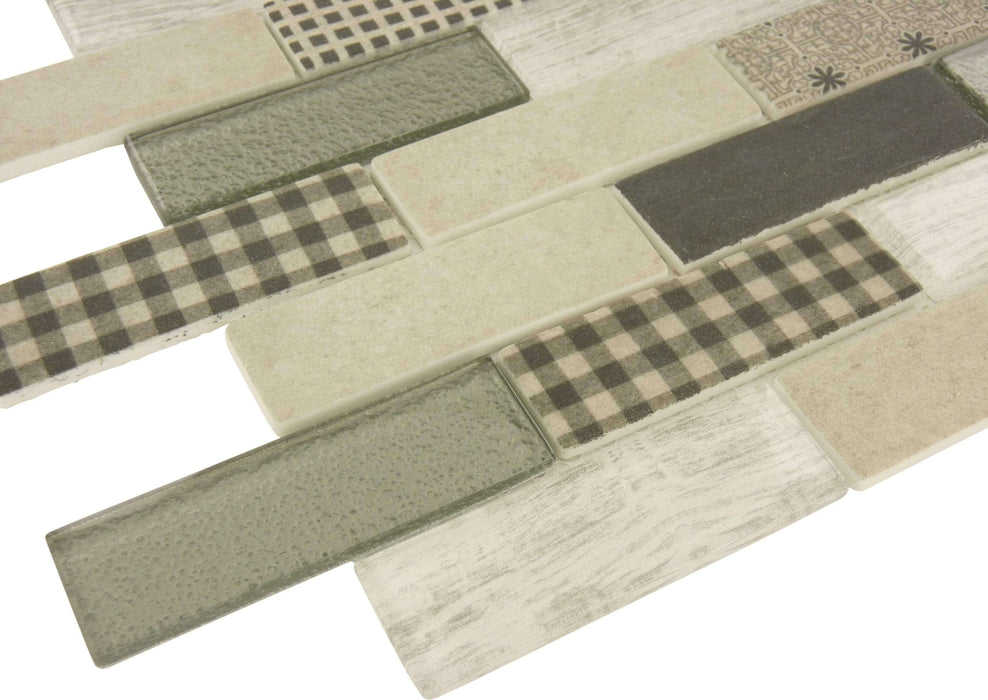 French Gingham Uniform Brick Glossy and Matte Glass Tile Horizon Tile