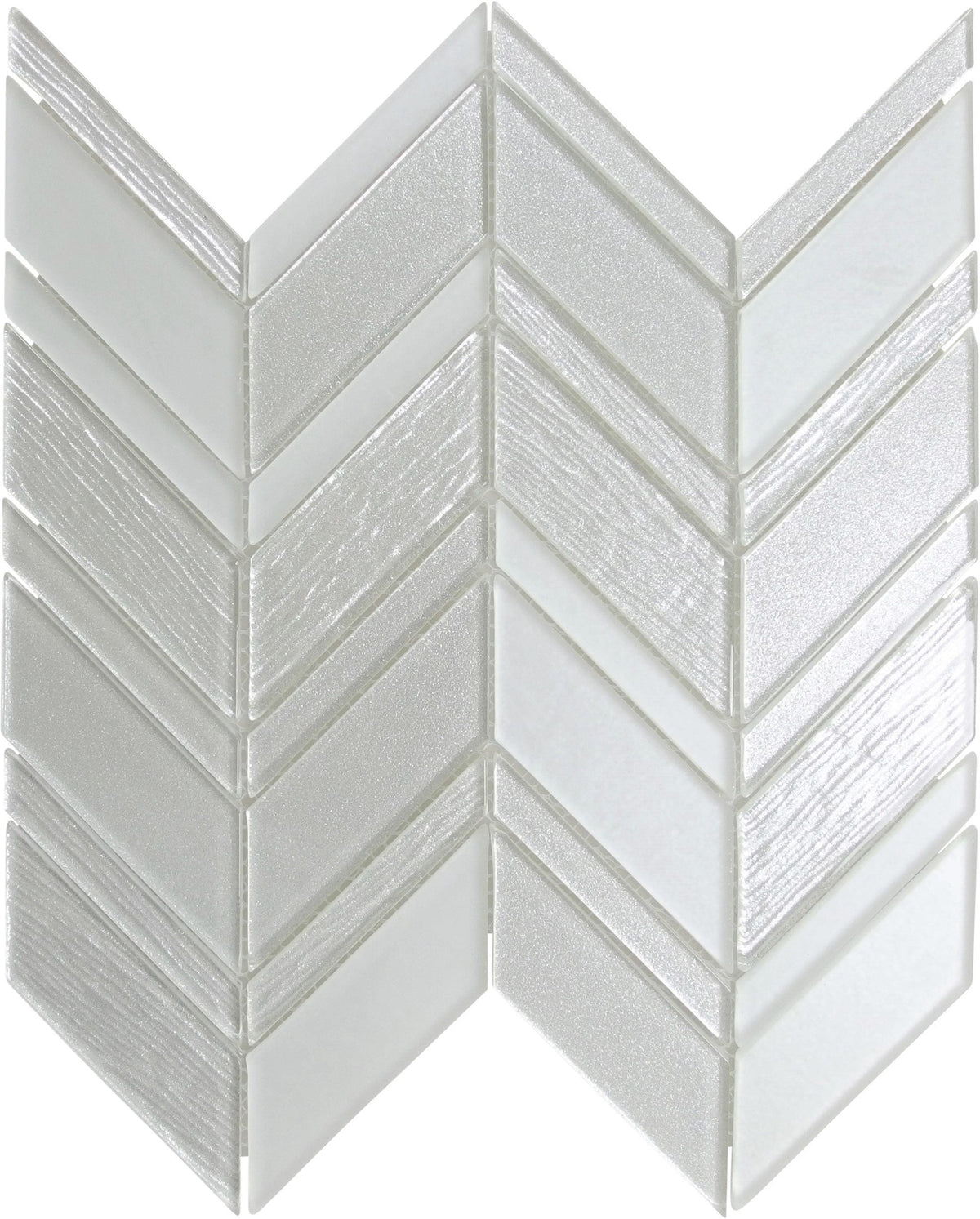 Metalic White Chevron Glossy Glass Tile 954089