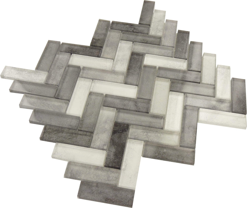 Misty Grey Herringbone Glossy Glass Tile Horizon Tile