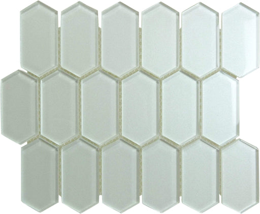 Stretched Hexagon Shimmer White Glossy Glass Tile Horizon Tile