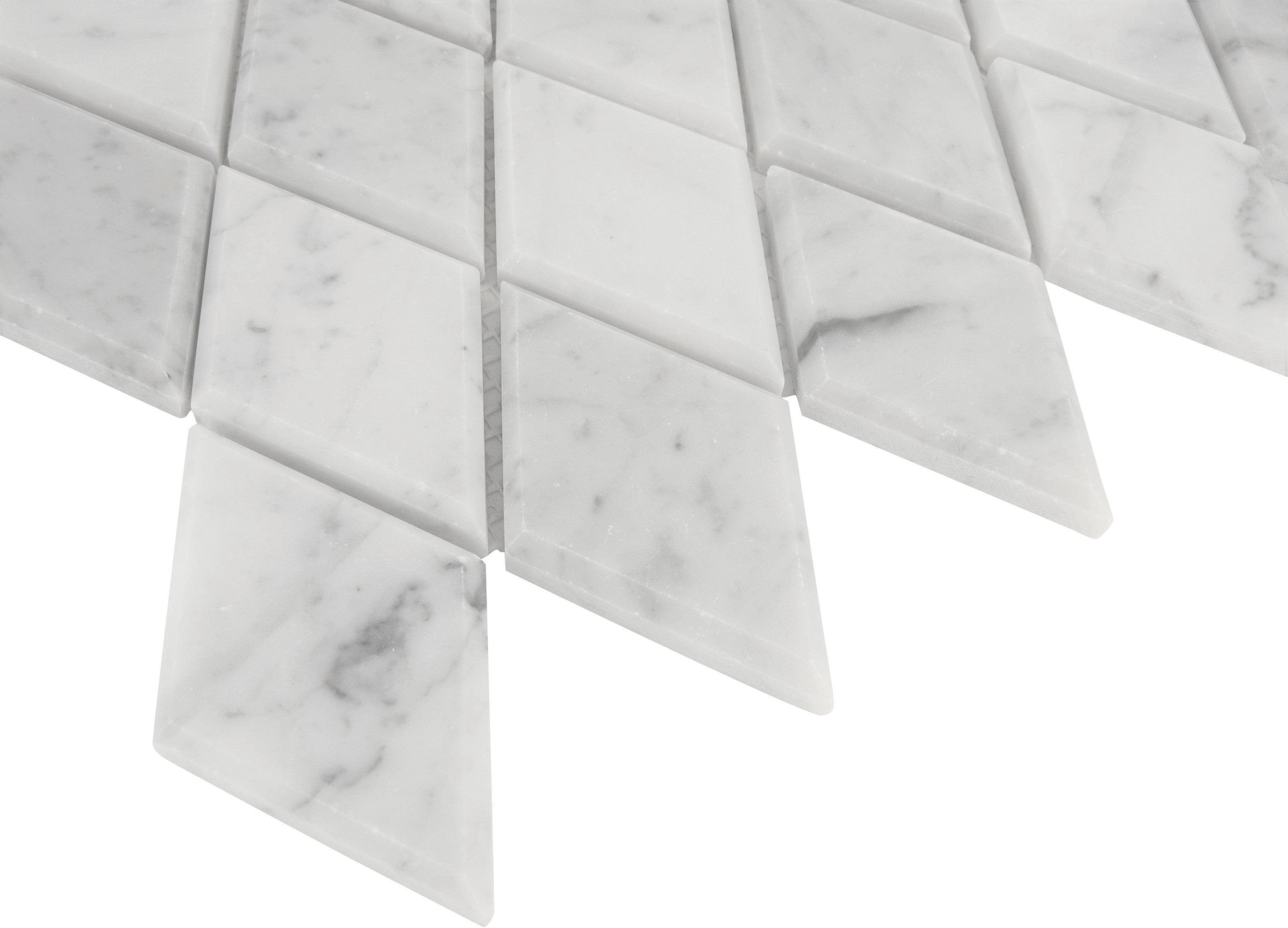 Carrara White Beveled Diamond Polished Marble Tile Horizon Tile