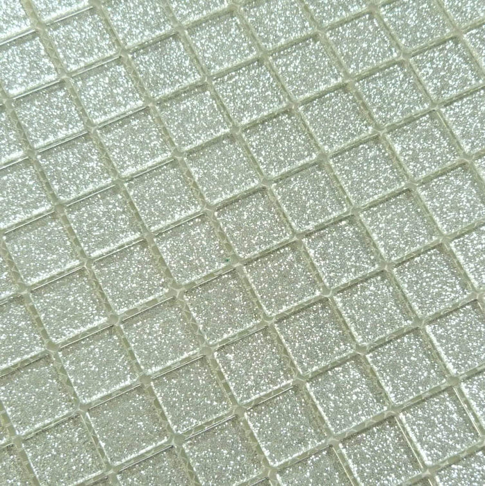 Silver Bling 1" x 1" Glossy Glass Tile ISI