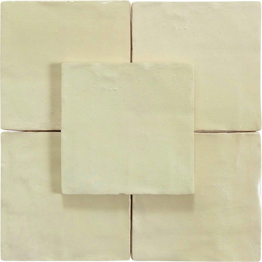 Jubilee Irresistible Ivory 4" x 4" Square Shimmer Ceramic Tile Matrix Mosaics