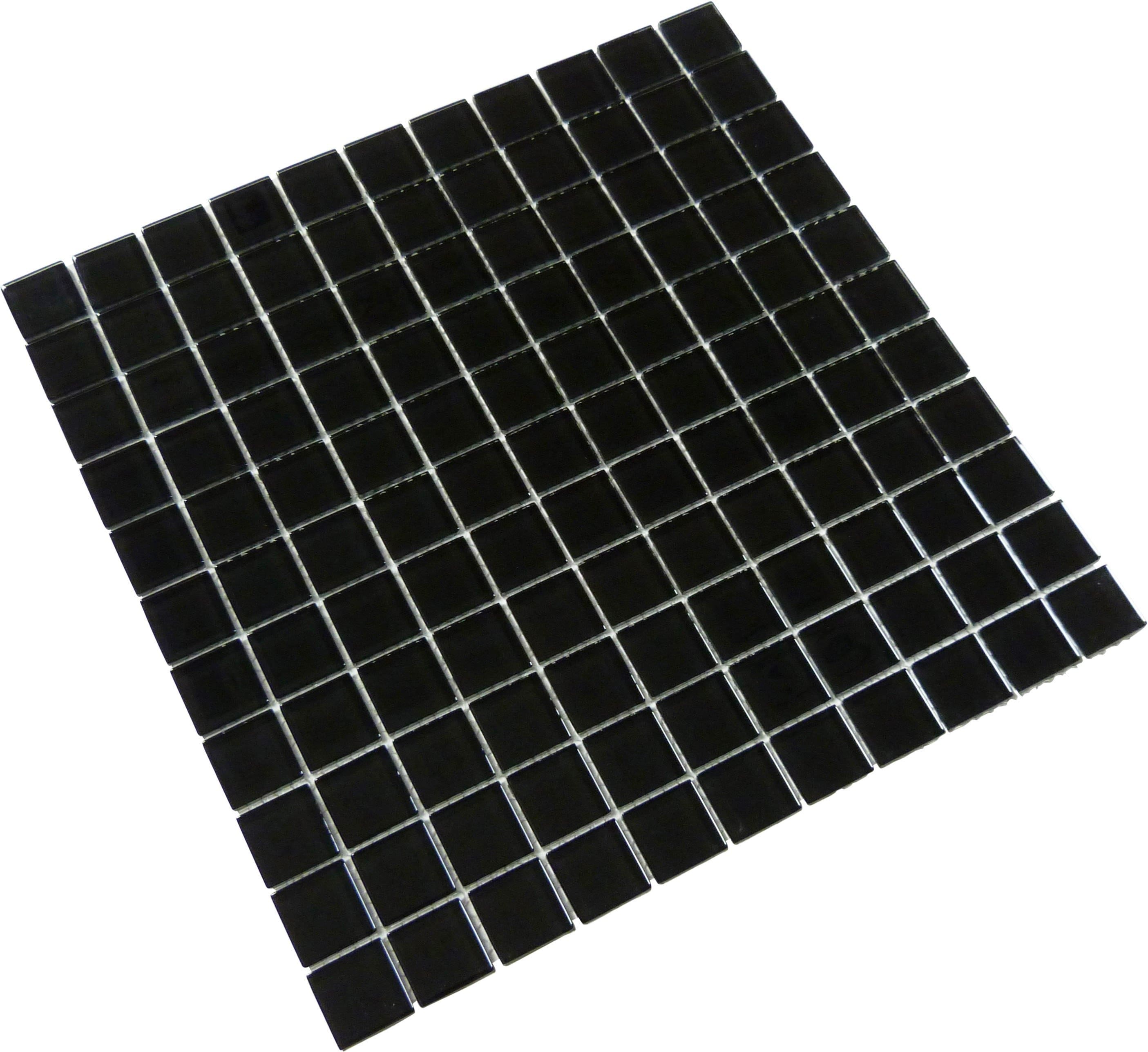 Black Forest 1" x 1" Glossy Glass Tile Matrix Mosaics