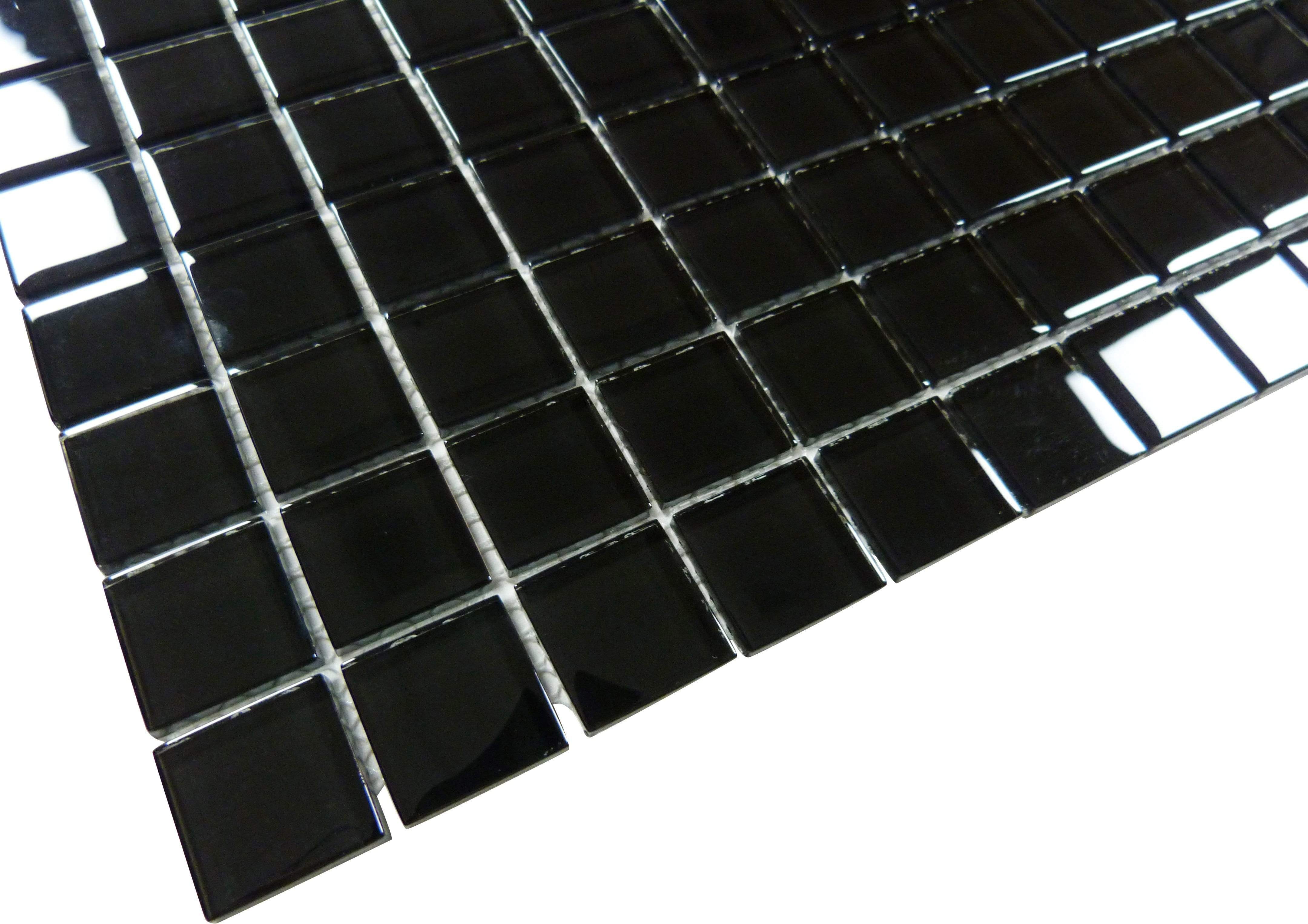 Black Forest 1" x 1" Glossy Glass Tile Matrix Mosaics