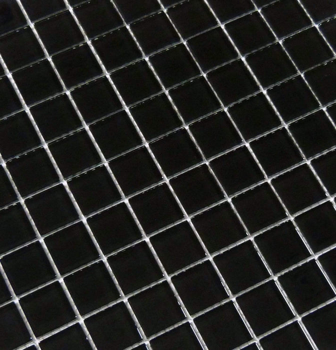 Black Forest 1" x 1" Glossy Glass Tile Matrix Mosaics