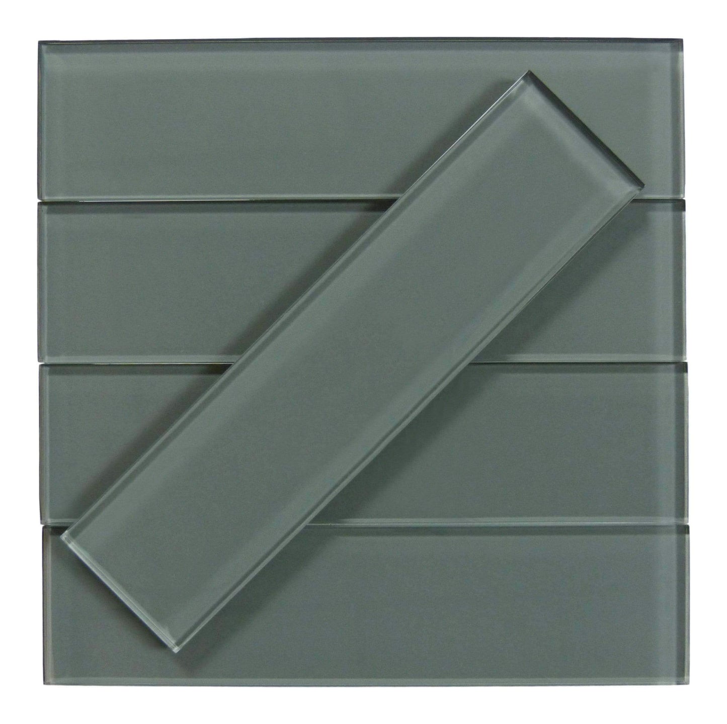 Volcanic Ash Grey 3" x 12" Glossy Glass Subway Tile Matrix Mosaics