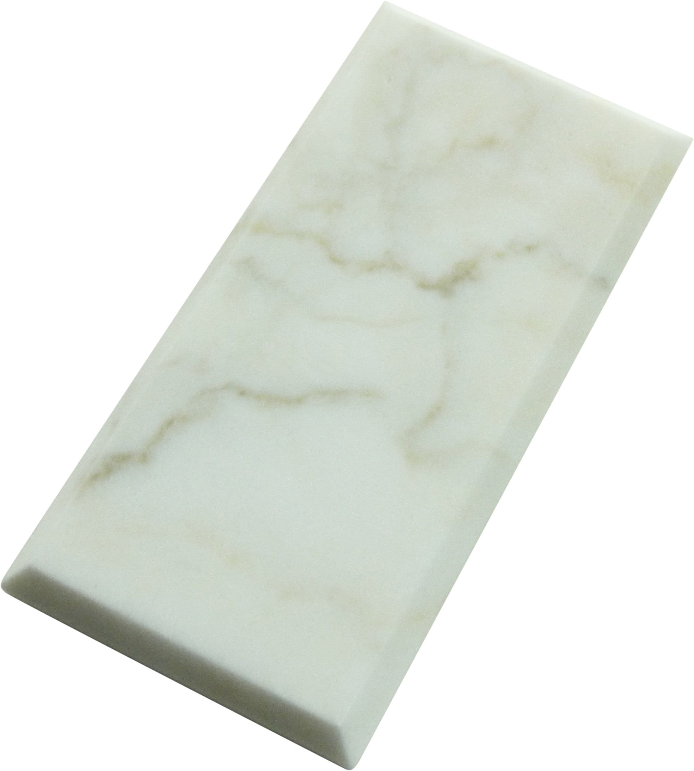 Calacatta White 3" x 6" Beveled Polished Marble Subway Tile Matrix Mosaics