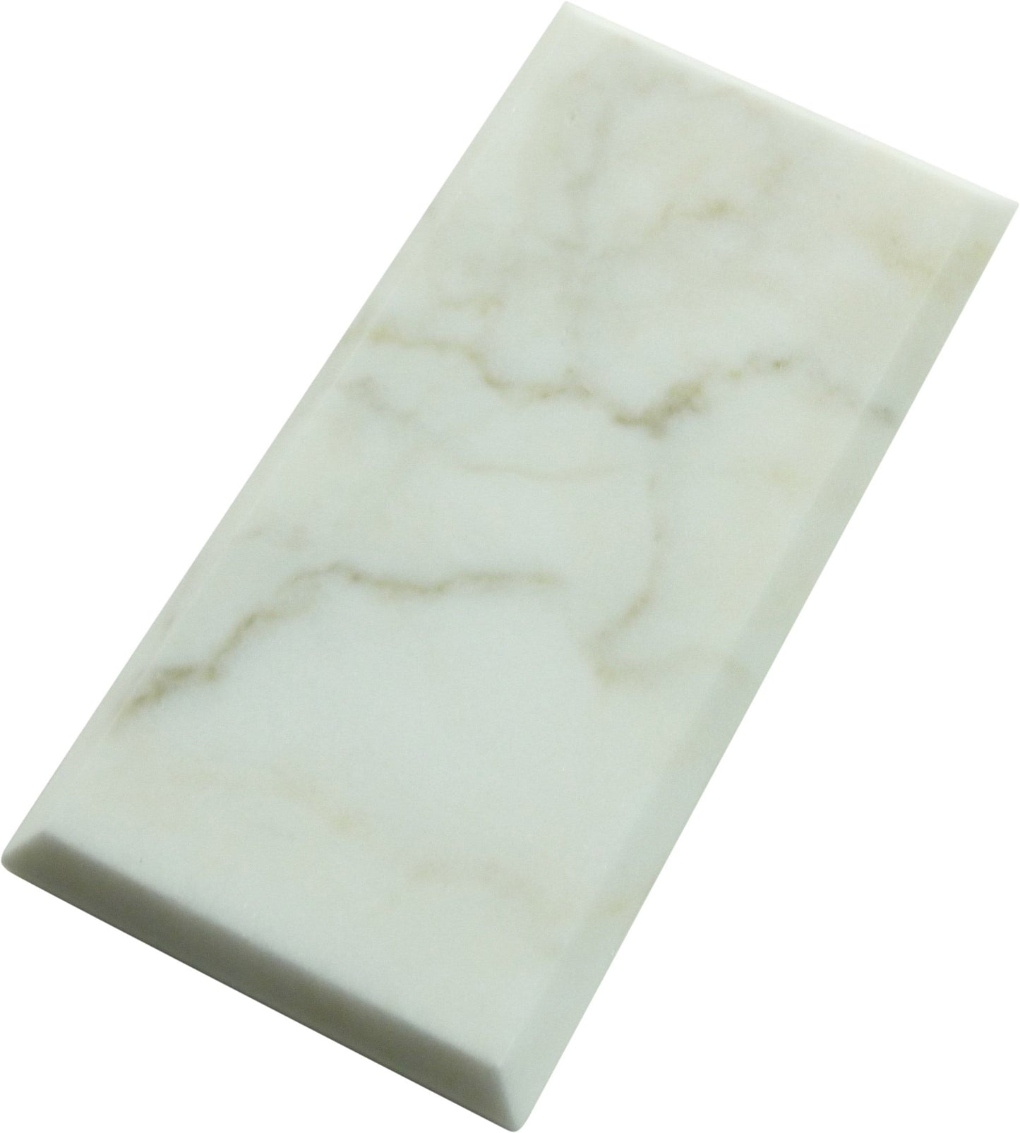 Calacatta White 3" x 6" Beveled Polished Marble Subway Tile Matrix Mosaics