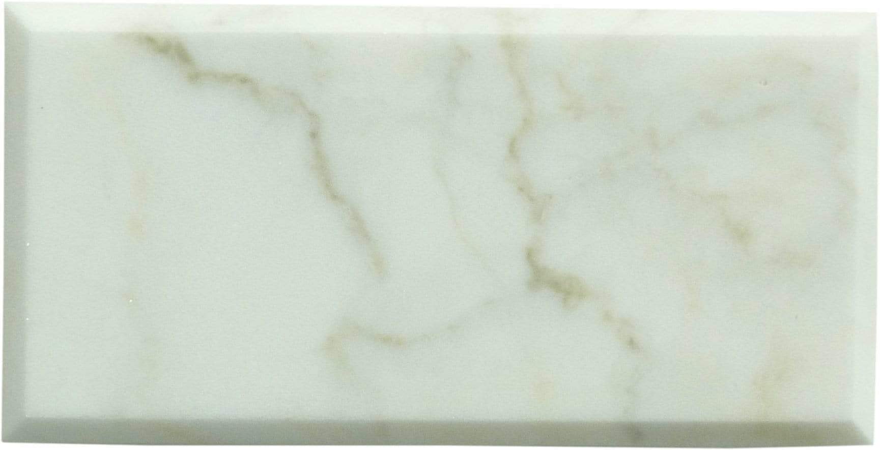 Calacatta White 3" x 6" Beveled Polished Marble Subway Tile Matrix Mosaics