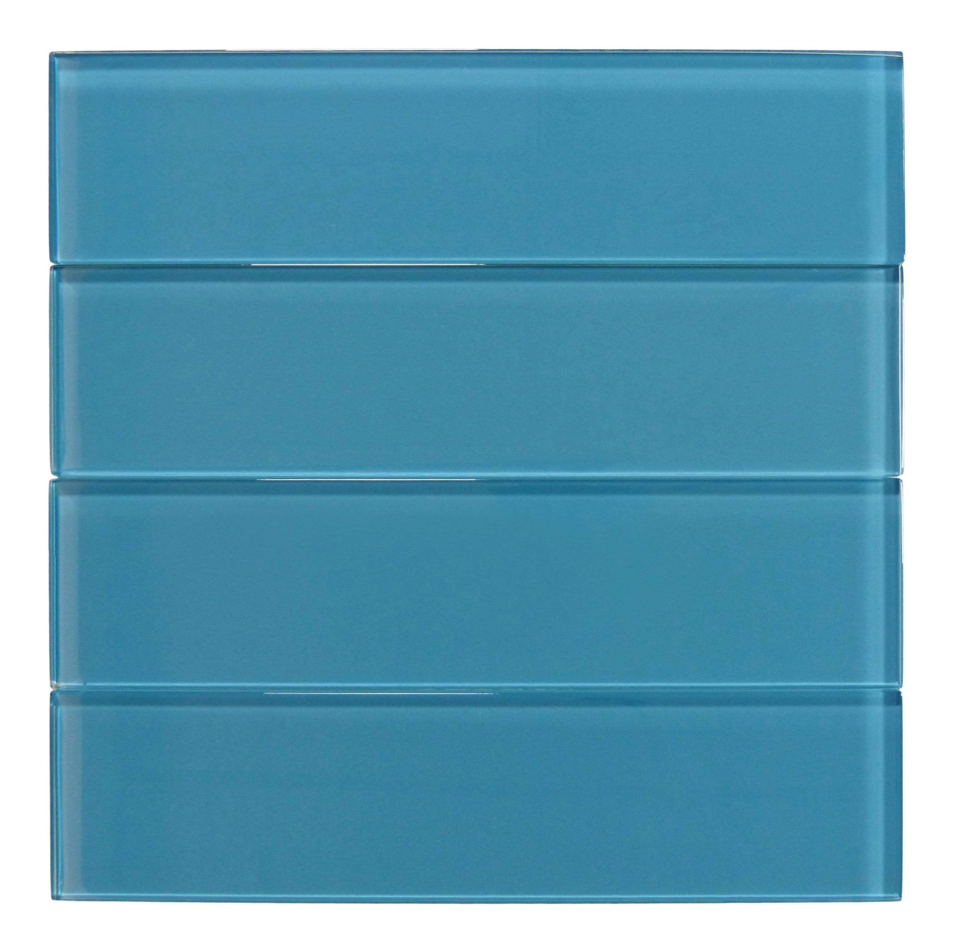 Caribbean Dream Aqua 3" x 12" Glossy Glass Subway Tile Matrix Mosaics