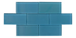 Caribbean Dream Aqua 3" x 6" Glossy Glass Subway Tile Matrix Mosaics