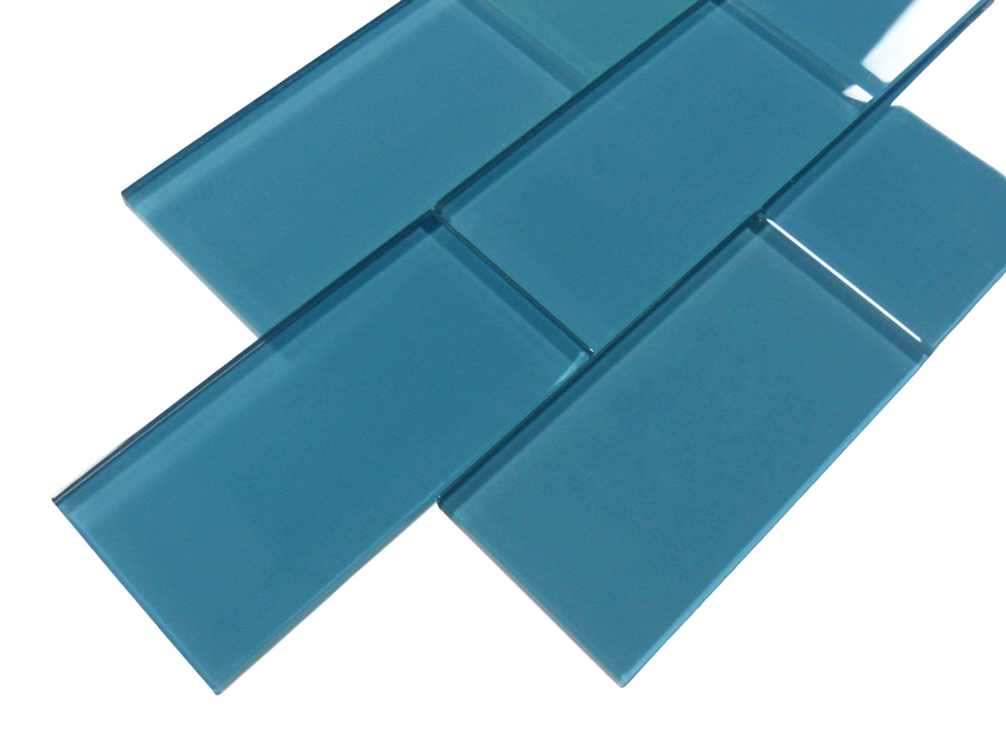 Caribbean Dream Aqua 3" x 6" Glossy Glass Subway Tile Matrix Mosaics