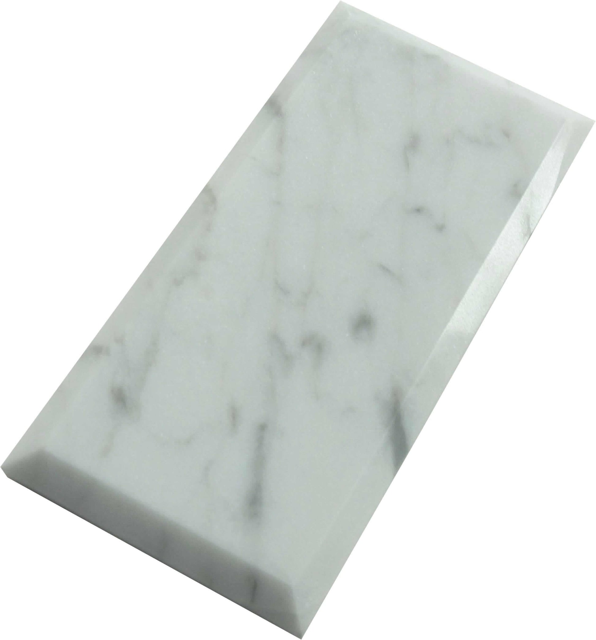 Carrara White 3" x 6" Beveled Polished Marble Subway Tile Matrix Mosaics