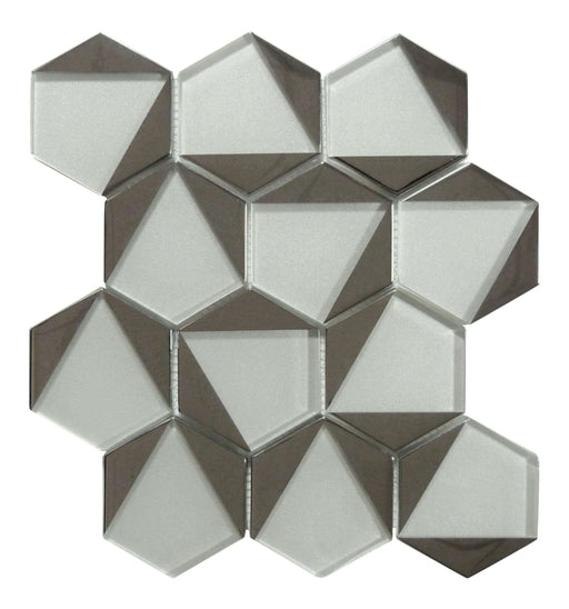 Castle Fort Pacific Pearl White Hexagon Glossy Glass Tile Matrix Mosaics