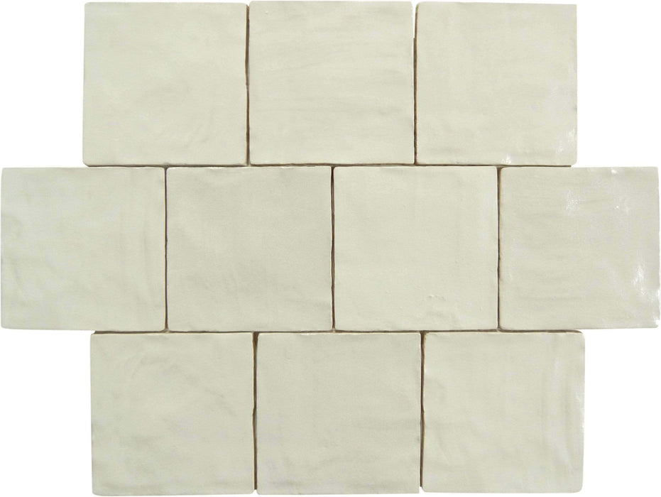 Jubilee Cream Puff 4" x 4" Square Shimmer Ceramic Tile Matrix Mosaics