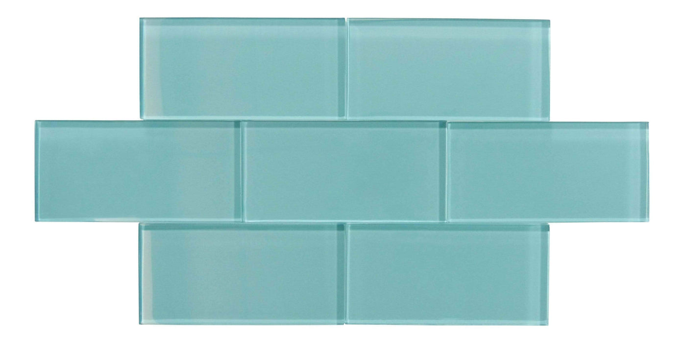 Crystal Oasis Aqua 3" x 6" Glossy Glass Subway Tile Matrix Mosaics